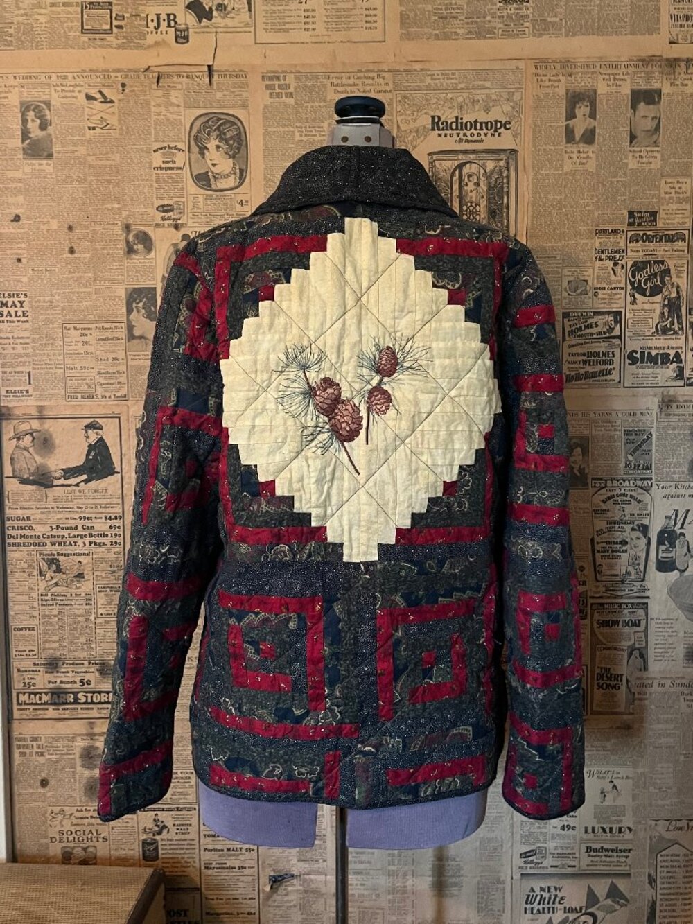 Handmade Quilted Coat, Sisters, Oregon, Pinecone Motif